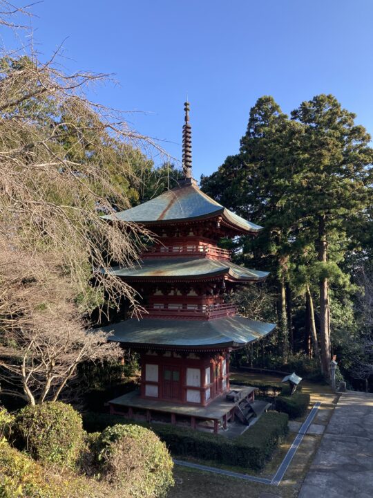 油山寺　三重塔　上から